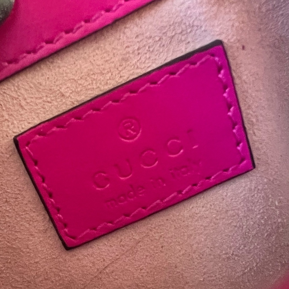 Gucci Fuchsia Calfskin Quilted Leather Shoulder Chain Mini Crossbody Bag - Picture 8 of 16